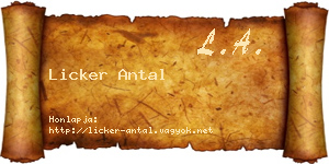 Licker Antal névjegykártya